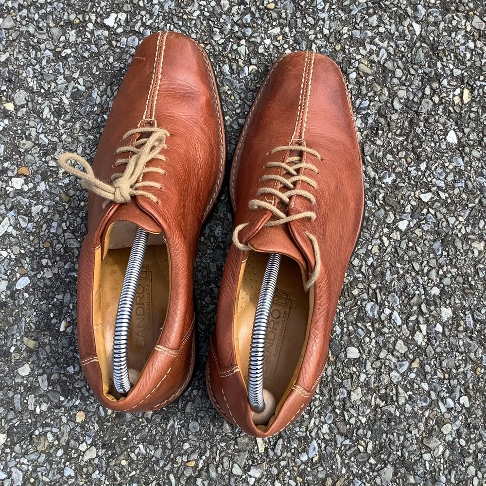 Sandro Comfort So SOFT ‎ Leather And Gel Brown Lace Up Men's 8.5D Oxford Shoe